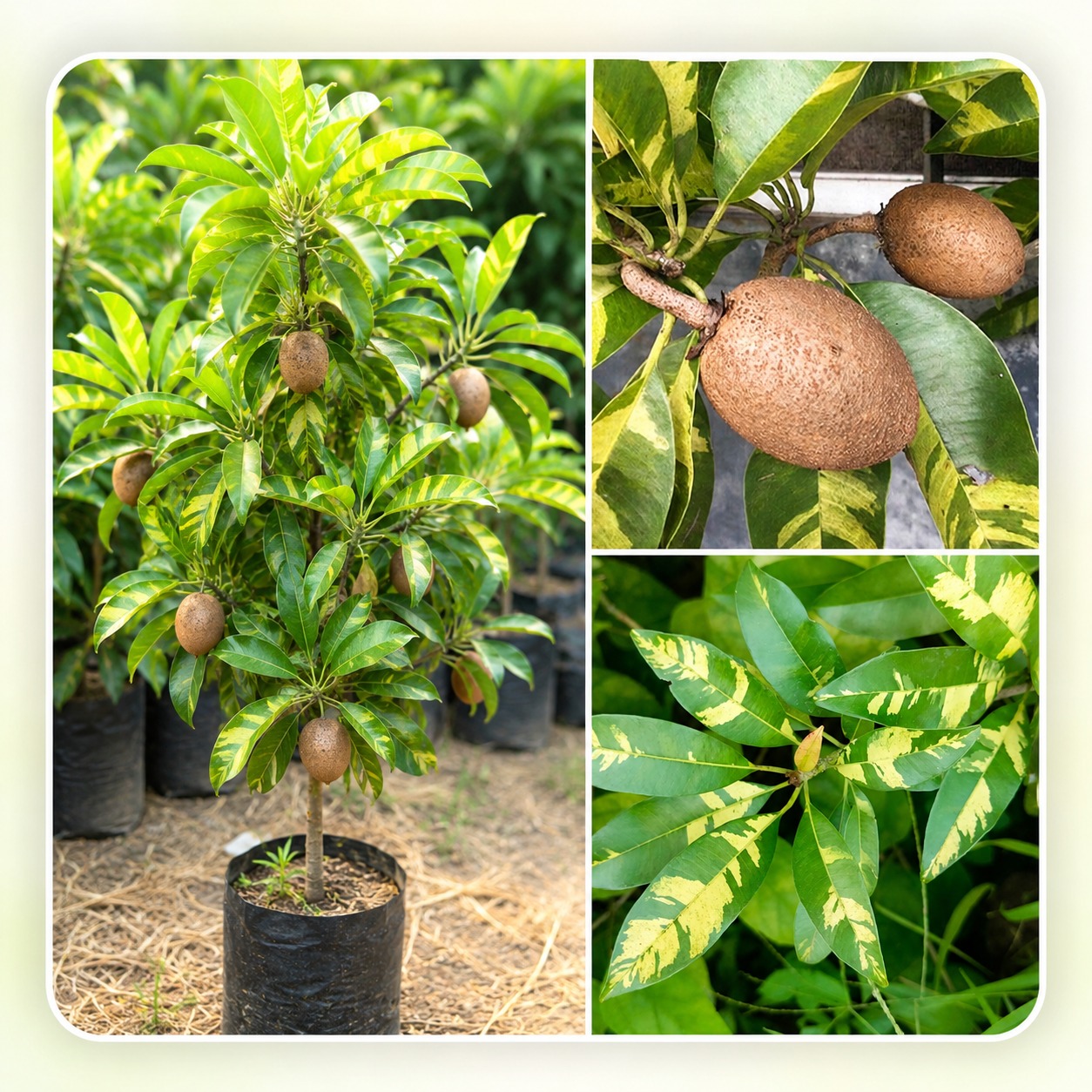 Variegated Chikoo Plant – Premium Decorative Sapota Variety