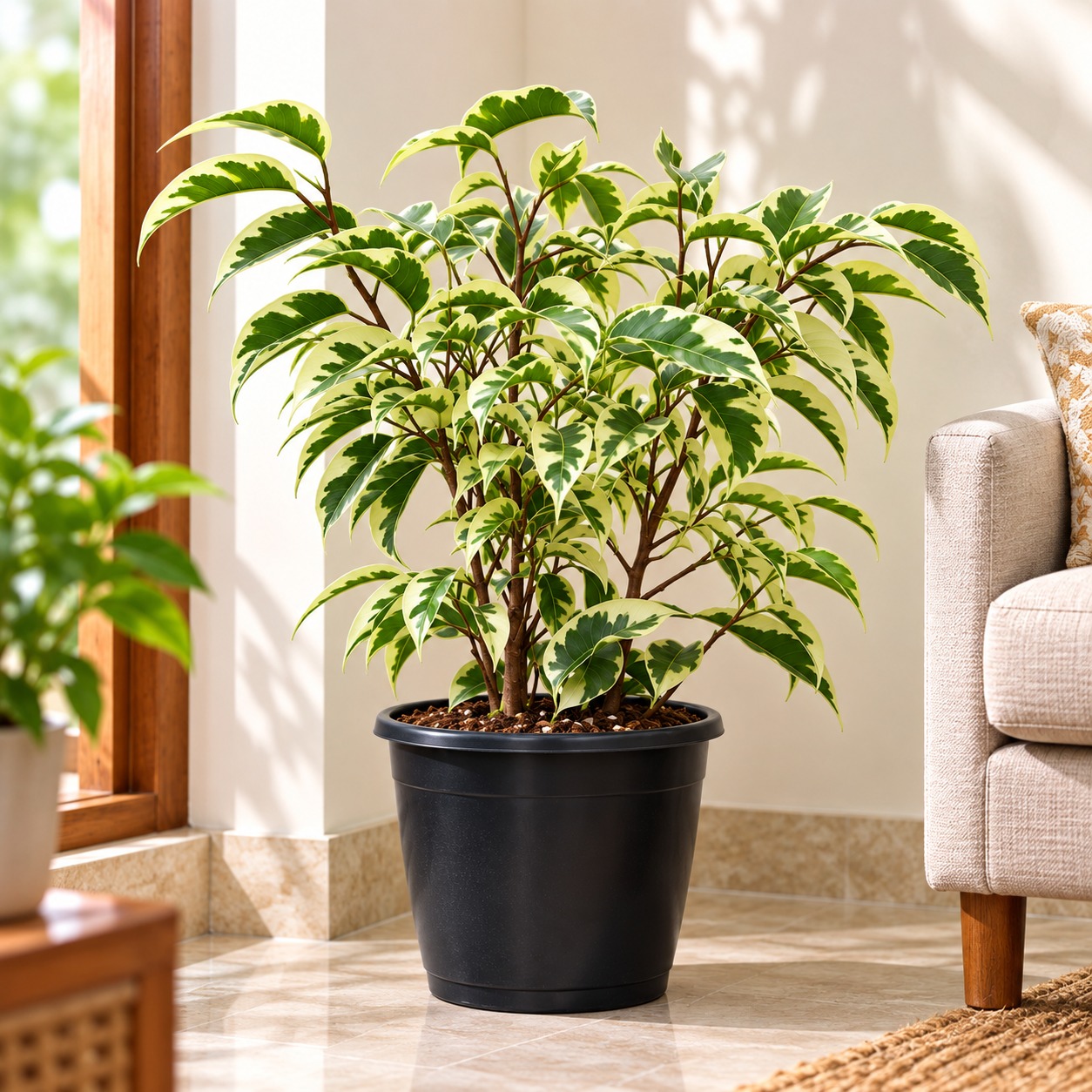 Ficus Benjamina Starlight Plant | Variegated Ficus Plant | Indoor & Outdoor Ornamental Plant