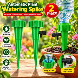 Automatic Plant Watering Spike 2 Piece Set | Adjustable Drip Irrigation System | Self-Watering Device for Pots, Plants & Garden