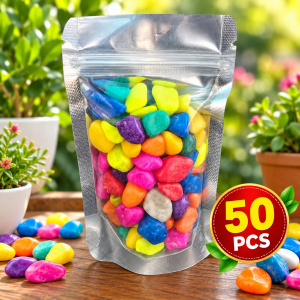 Multi Color Decorative Stones | Colorful Garden & Aquarium Decoration Stones | Marble Pebbles | Multicolor Pebble Stones – 50 PCS